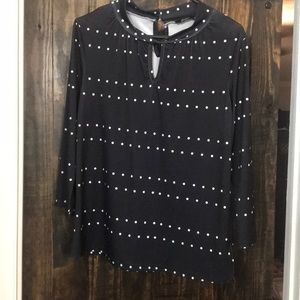 Black and white dot 3/4 sleeve blouse